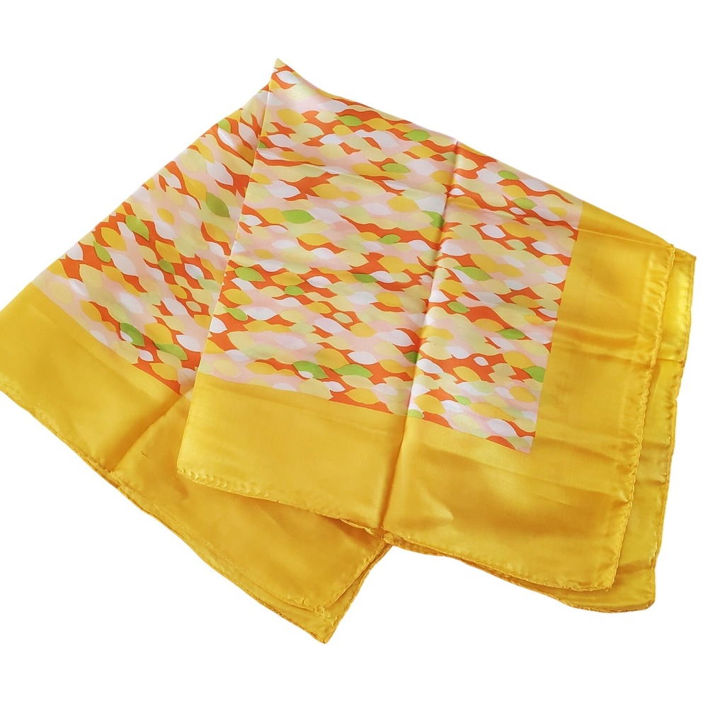 Vintage Glentex‎ Vera Neumann Scarf Womens Yellow Abstract Vinal Silk Made Japan